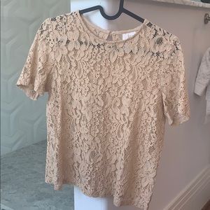 Nude Cropped Lacey Top
